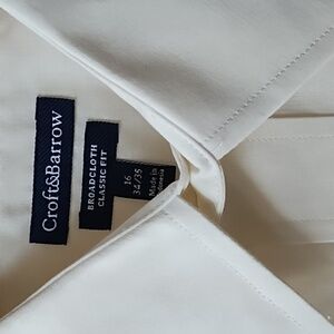 Men's L Croft & Barrow Ivory Broadcloth Dress Shirt 16-34/35